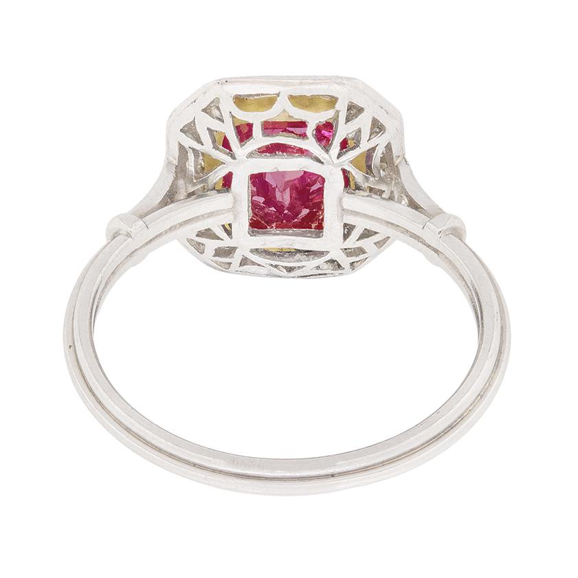 Women's or Men's Art Deco Burmese Ruby and Diamond Ring, circa 1930s