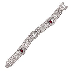 Art Deco Burmese Ruby Diamond Bracelet