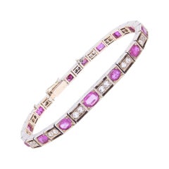 Bracciale Art Deco, rubino birmano e zaffiro bianco