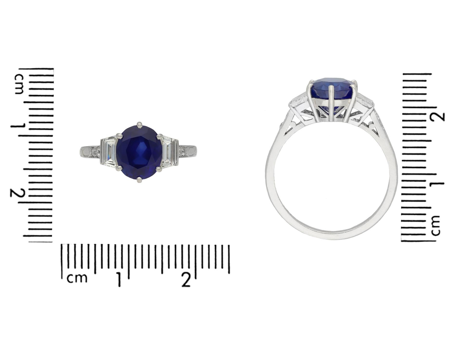 Art Deco Burmese Sapphire and Diamond Engagement Ring, circa 1930.  In Good Condition For Sale In London, GB