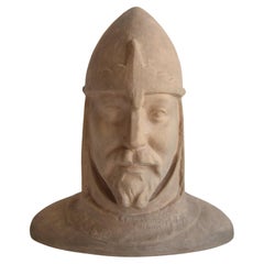 Busto Art Deco in argilla bruciata di J.V. J. Schwarz, anni '40.