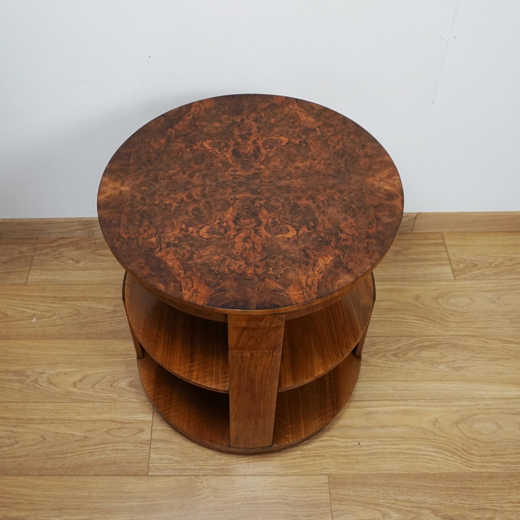 Art Deco Burr and Figured Walnut Library Table im Angebot 1