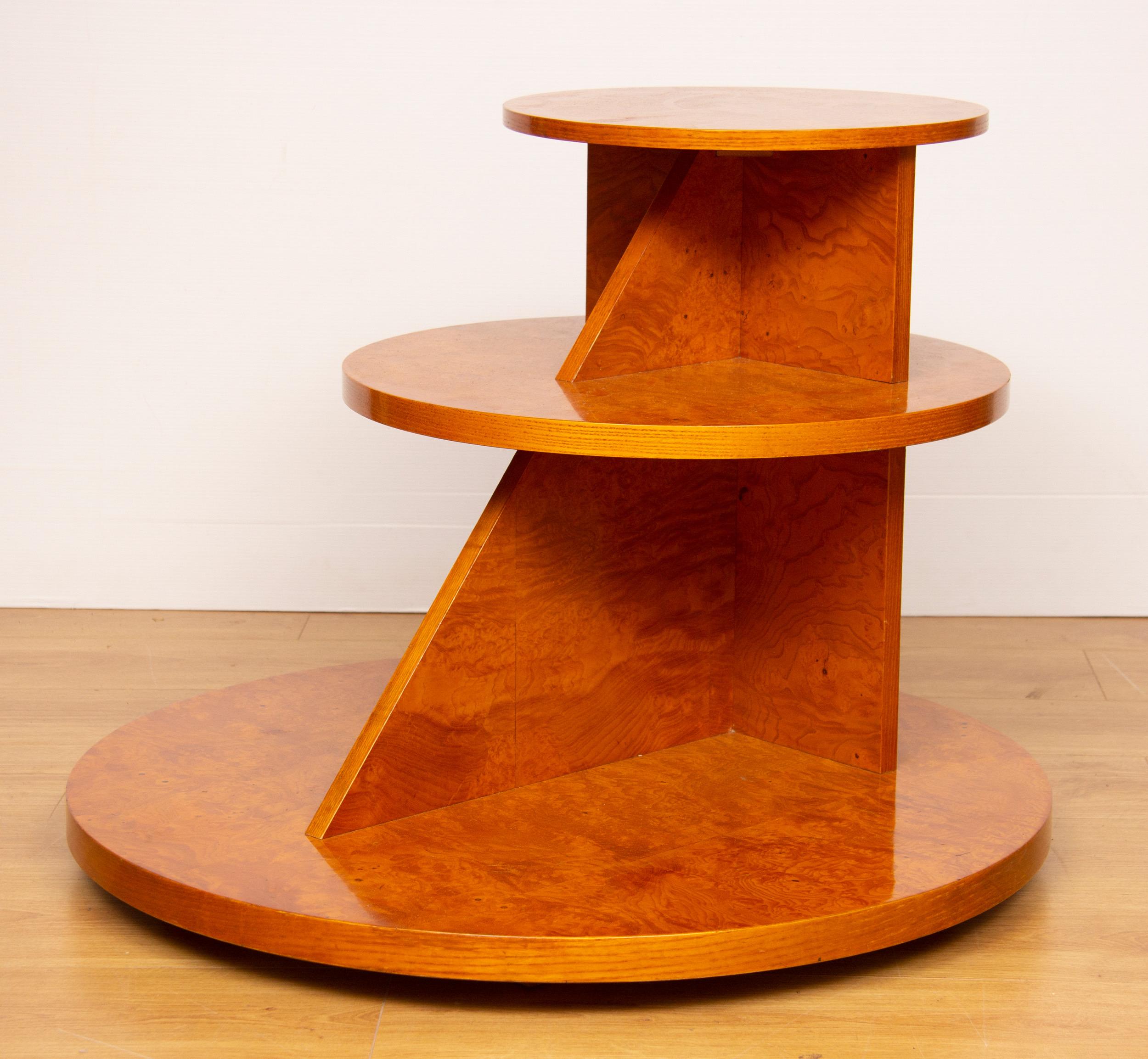 British Art Deco Burr Elm 3-Tier Table by Hille