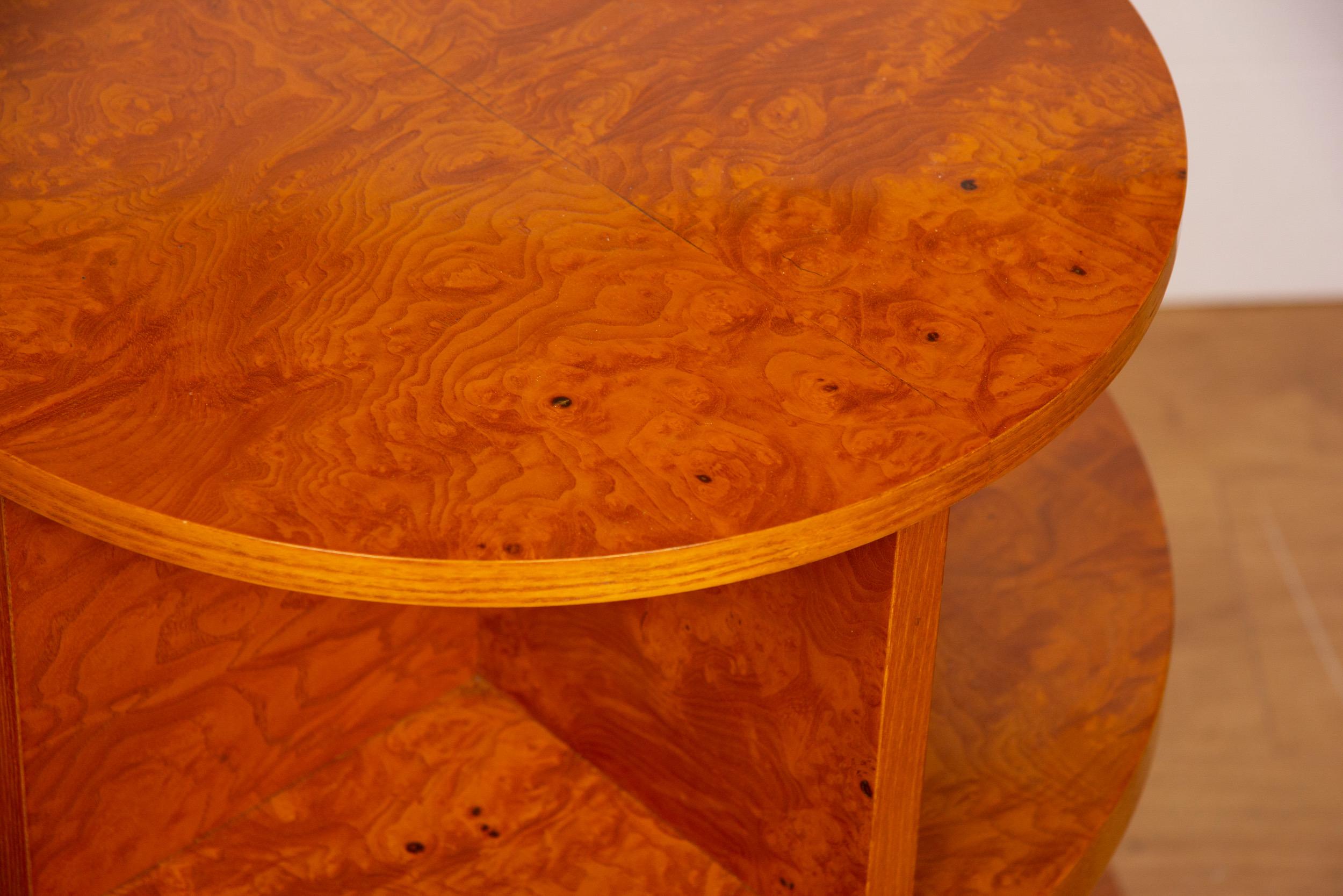 Art Deco Burr Elm 3-Tier Table by Hille In Good Condition In London, GB