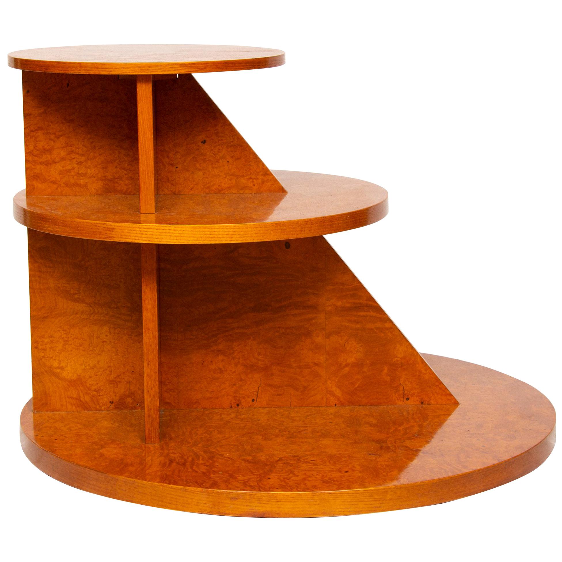 Art Deco Burr Elm 3-Tier Table by Hille