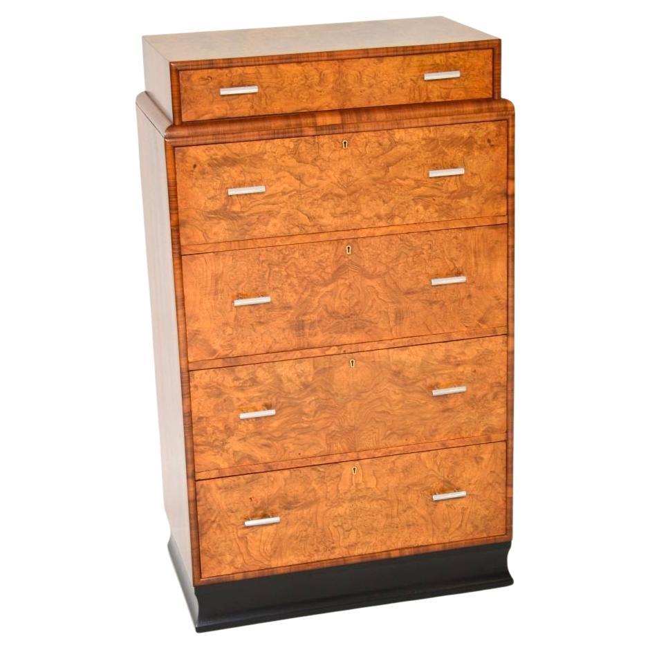 Commode Art Déco en loupe d'orme et noyer