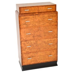 Commode Art Déco en loupe d'orme et noyer