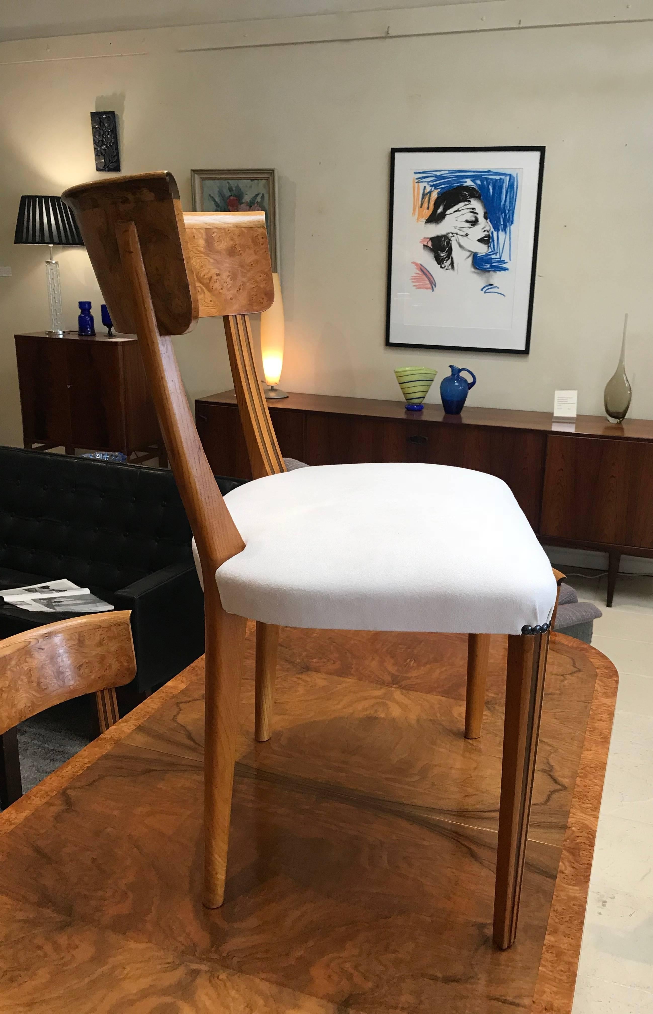 Art Deco Burr Elm Dining Table and Four Chairs 1