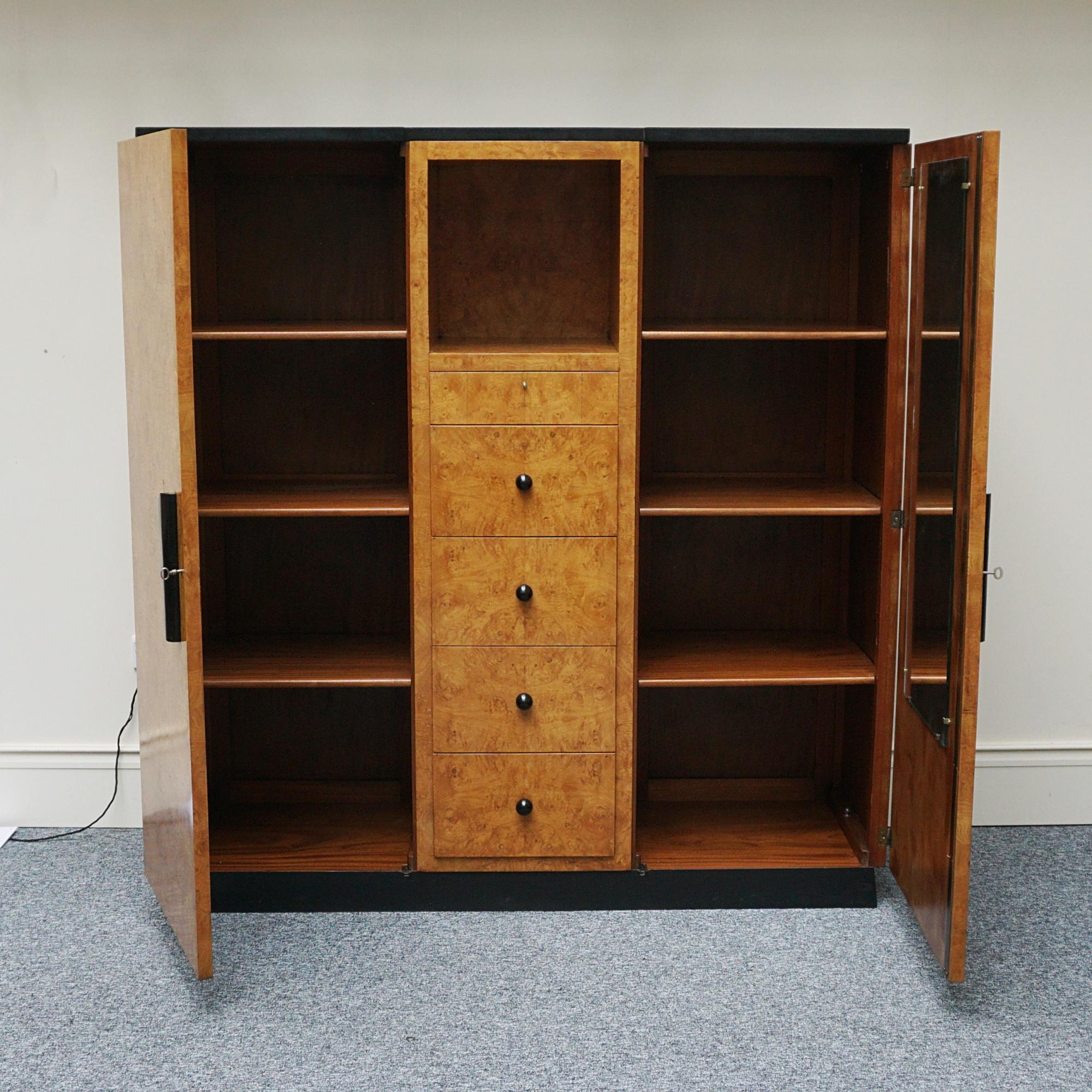 Art Deco Burr Elm Dressing Cupboard For Sale 4