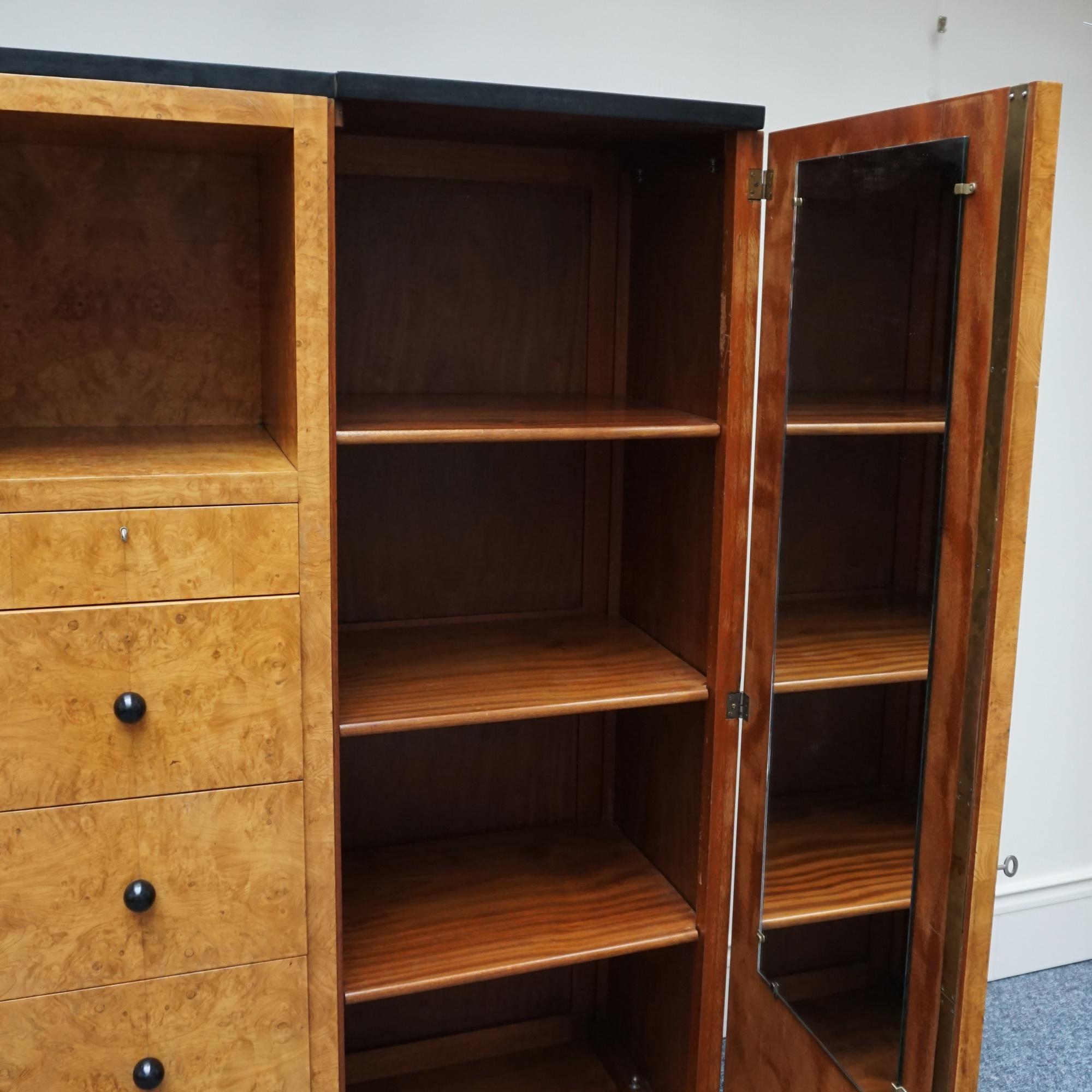 Art Deco Burr Elm Dressing Cupboard For Sale 6