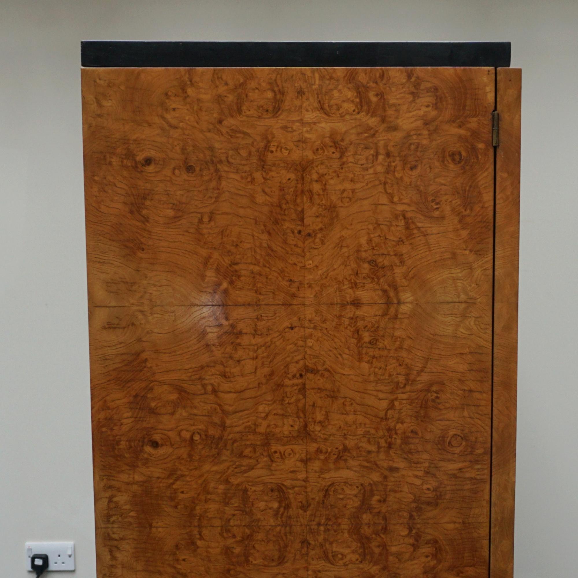 Early 20th Century Art Deco Burr Elm Dressing Cupboard For Sale