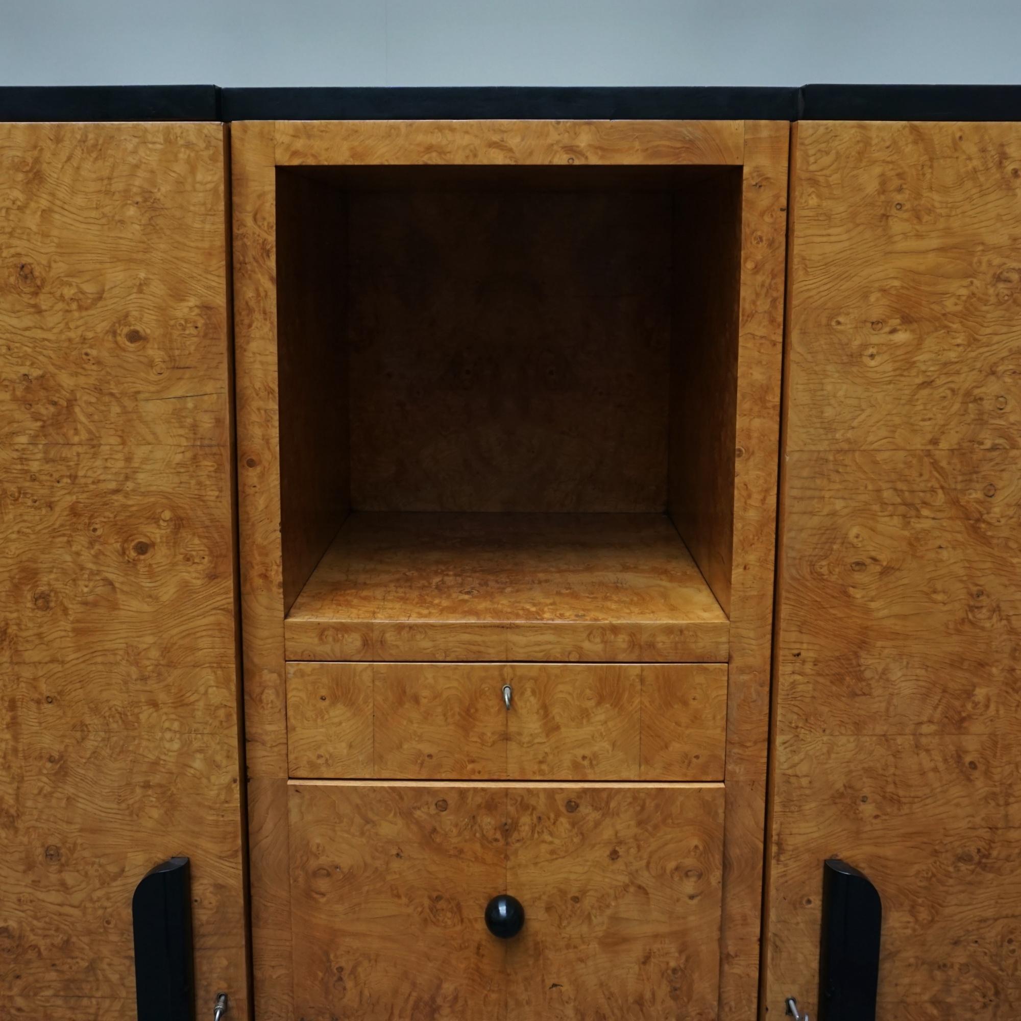 Art Deco Burr Elm Dressing Cupboard For Sale 3