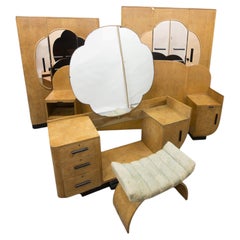 Art Deco Burr Maple 5pc bedroom Suite