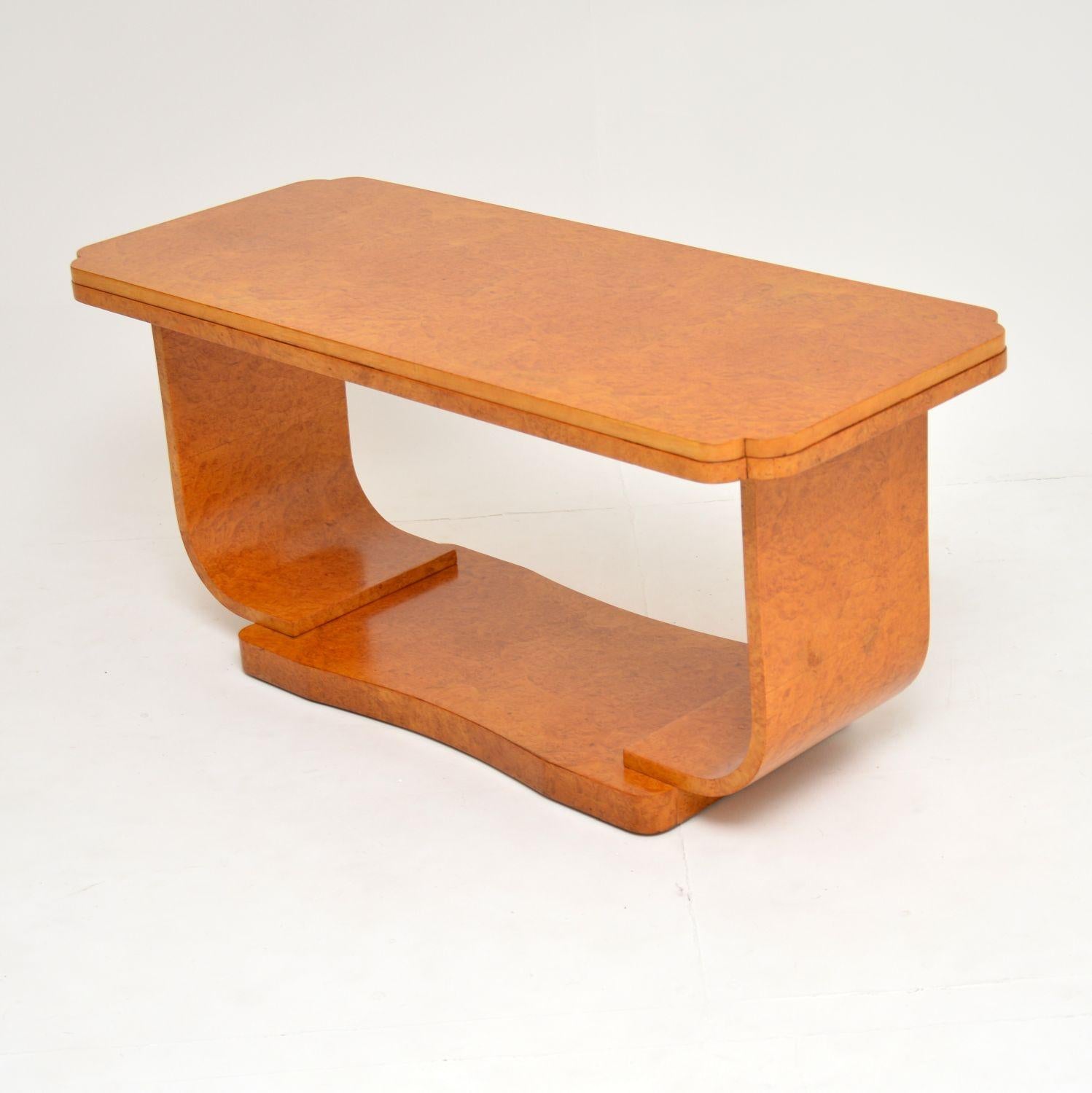English Art Deco Burr Maple Coffee Table by Epstein