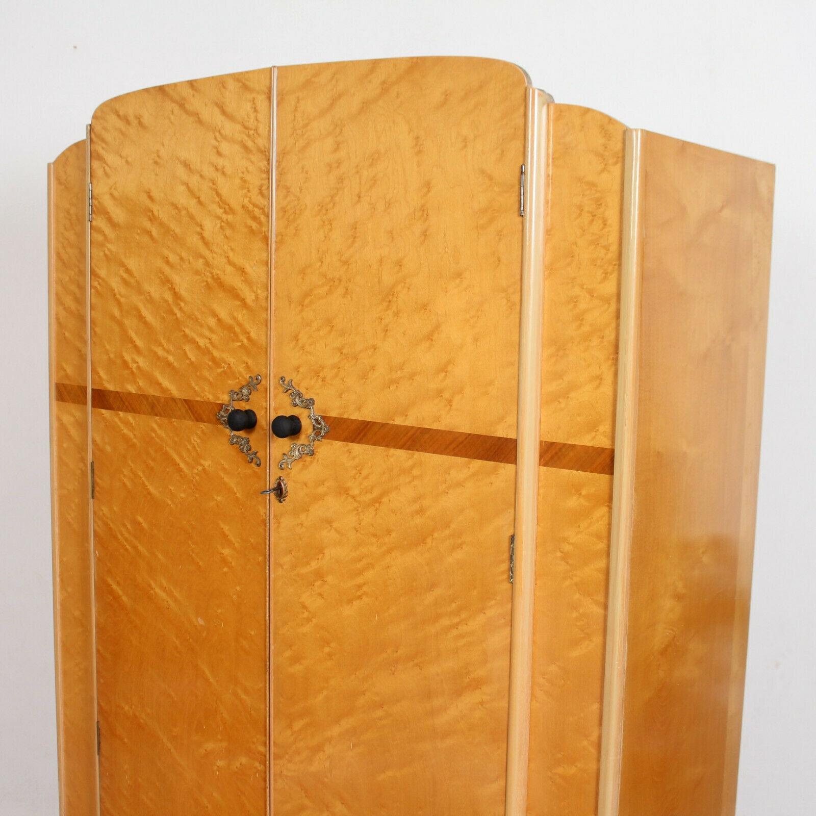 English Art Deco Burr Maple Wardrobe Compactum For Sale