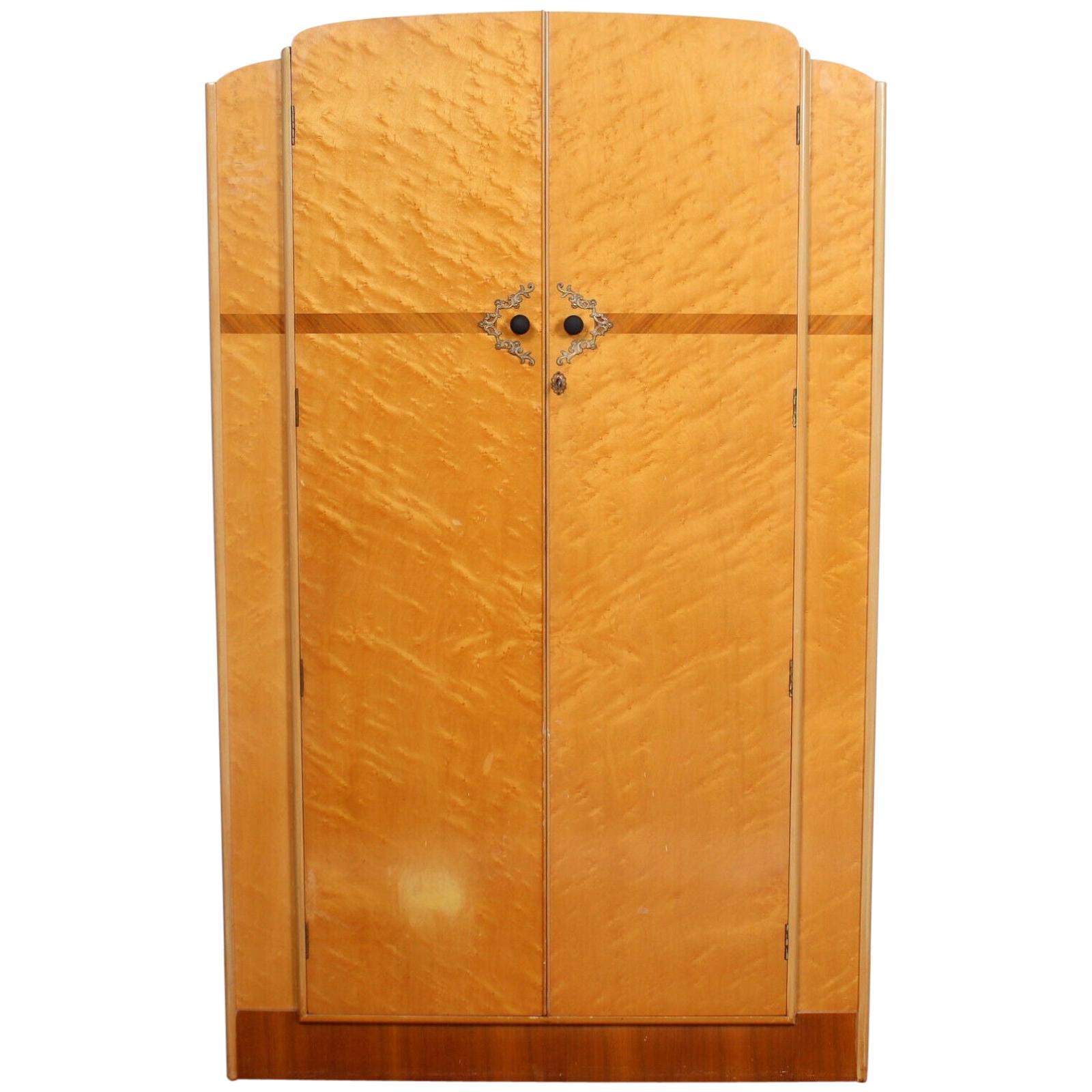 Art Deco Burr Maple Wardrobe Compactum For Sale