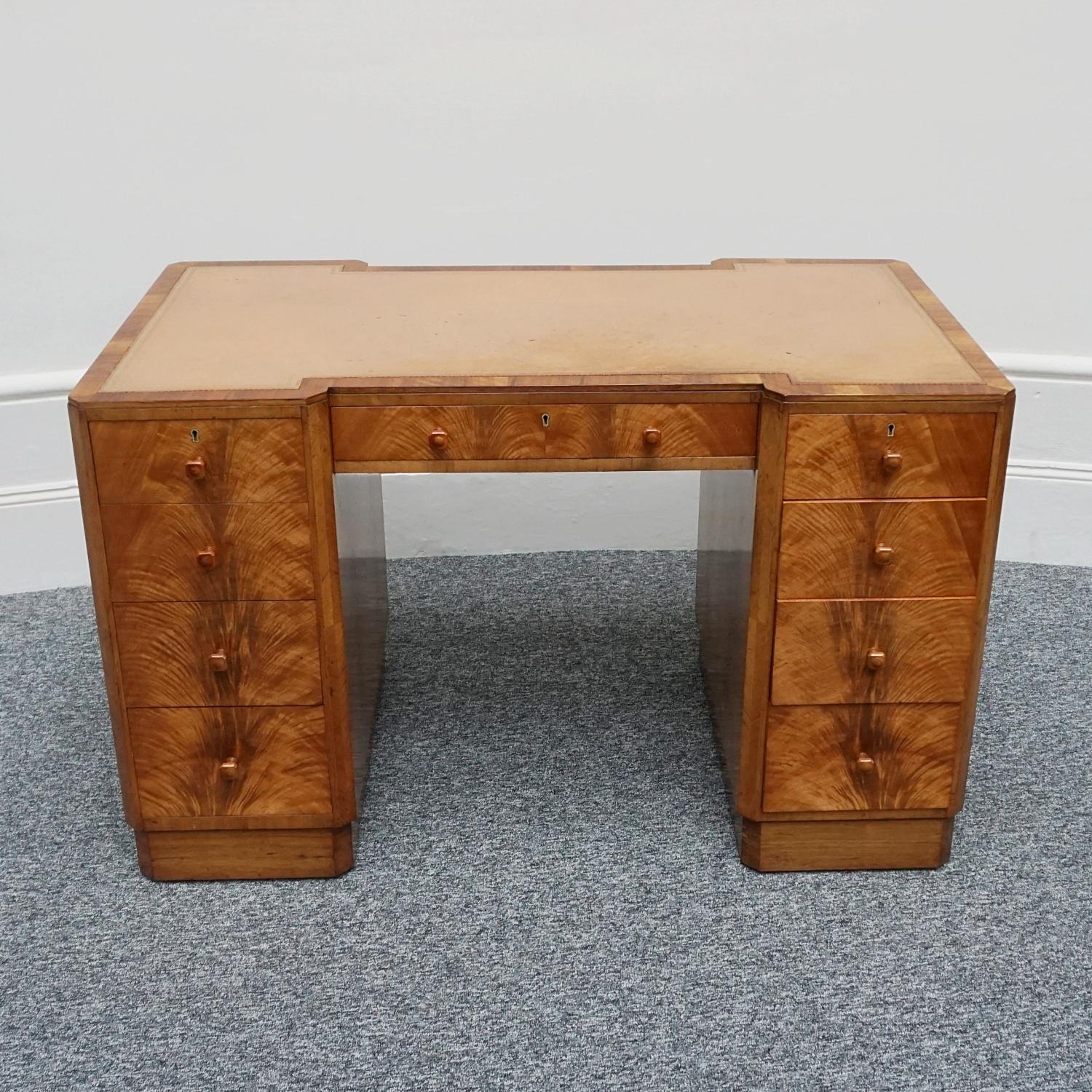 Art Deco Burr Walnut and Figured Walnut Writing Desk English, Circa 1935 11