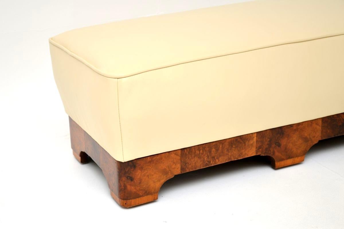 Art Deco Burr Walnut and Leather Stool im Zustand „Gut“ im Angebot in London, GB