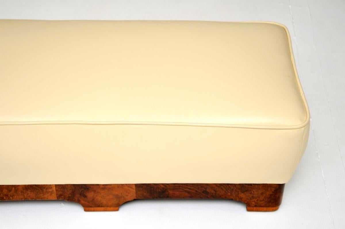 Art Deco Burr Walnut and Leather Stool im Angebot 1