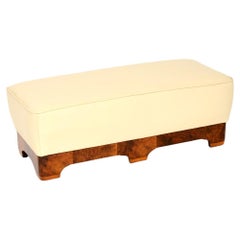 Art Deco Burr Walnut and Leather Stool