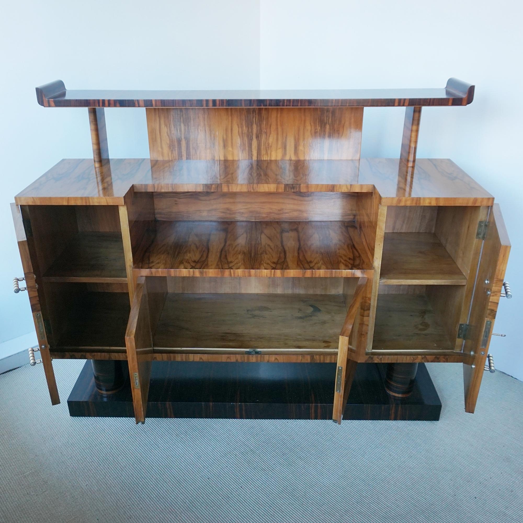 Buffet Art Déco en ronce de noyer et ébène de Macassar en vente 4