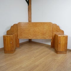 Art Deco Burr Walnut and Satinwood Bed
