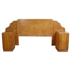 Art Deco Burr Walnut and Satinwood Bed
