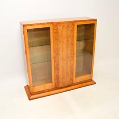 Art Deco Burr Walnut and Sycamore Bookcase / Cabinet by Epstein