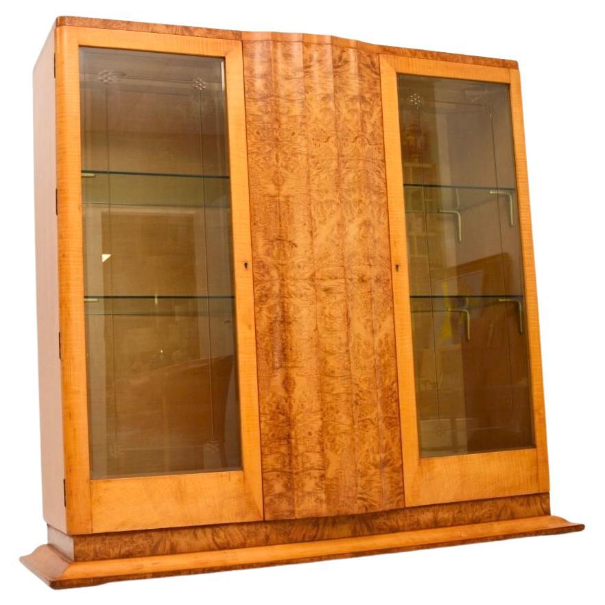 Art Deco Burr Walnut and Sycamore Bookcase / Cabinet by Epstein