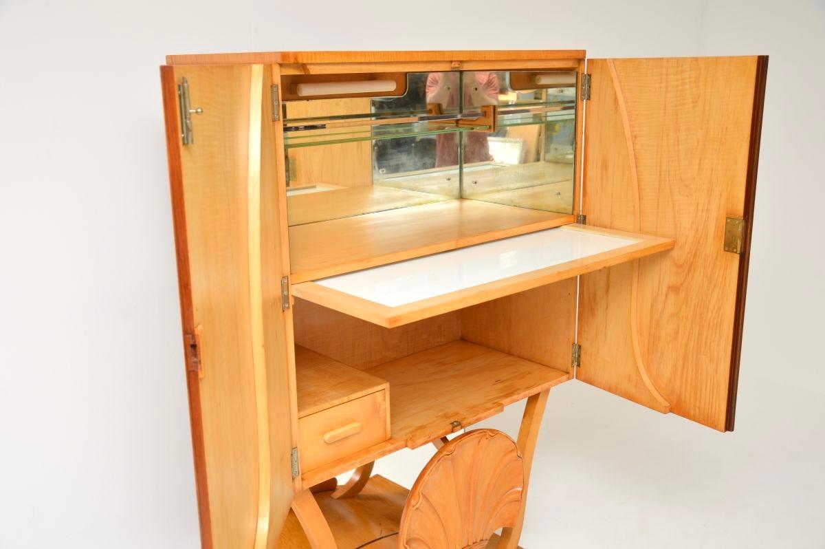 Glass Art Deco Burr Walnut and Sycamore Cocktail Cabinet by Hille For Sale