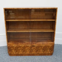 Art Deco Burr Walnut Bookcase, English, Circa 1935