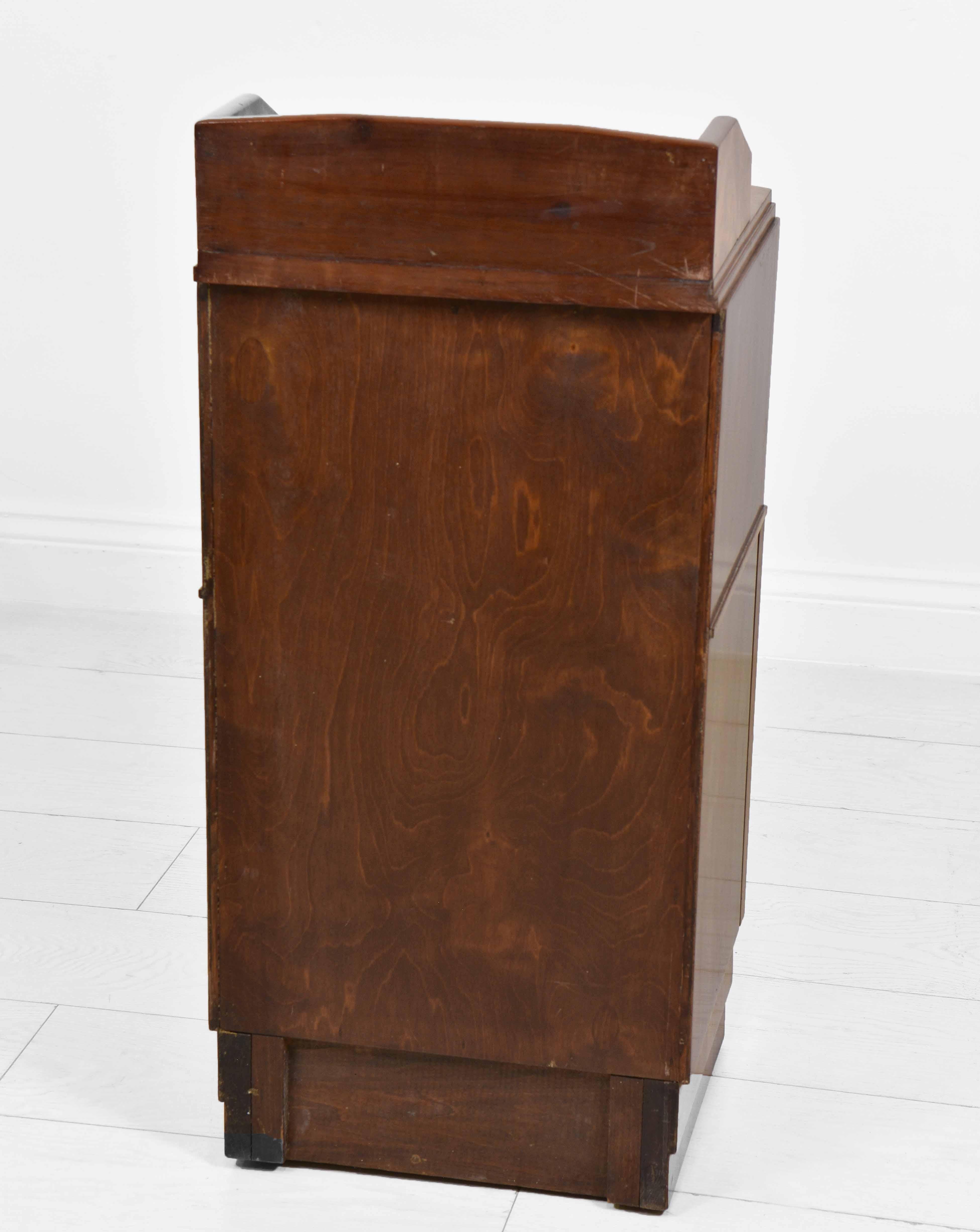 Art Deco Burr Walnut Canted Bedside Cabinet Side Table For Sale 8