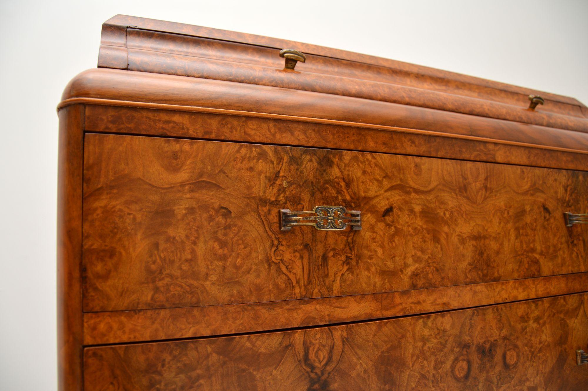 Art Deco Burr Walnut Chest of Drawers For Sale 5