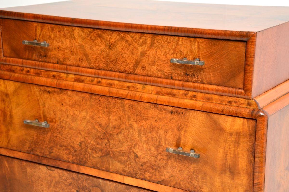 Art Deco Burr Walnut Chest of Drawers For Sale 5