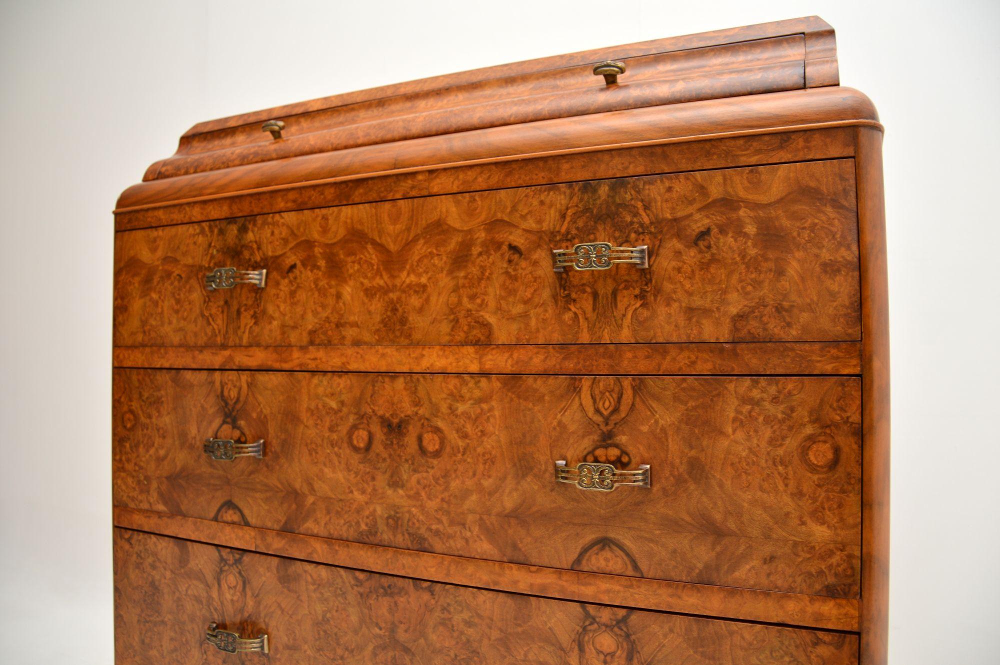 Art Deco Burr Walnut Chest of Drawers For Sale 6