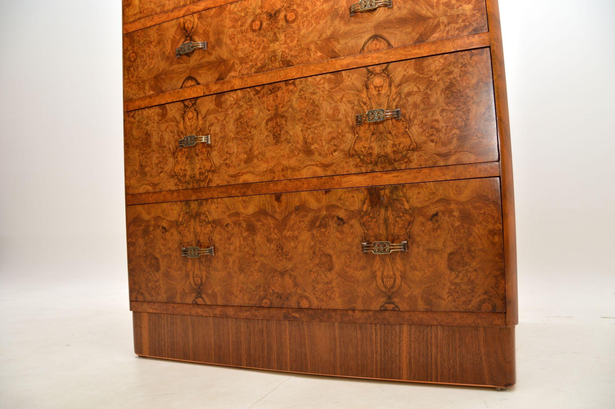 Art Deco Burr Walnut Chest of Drawers For Sale 7