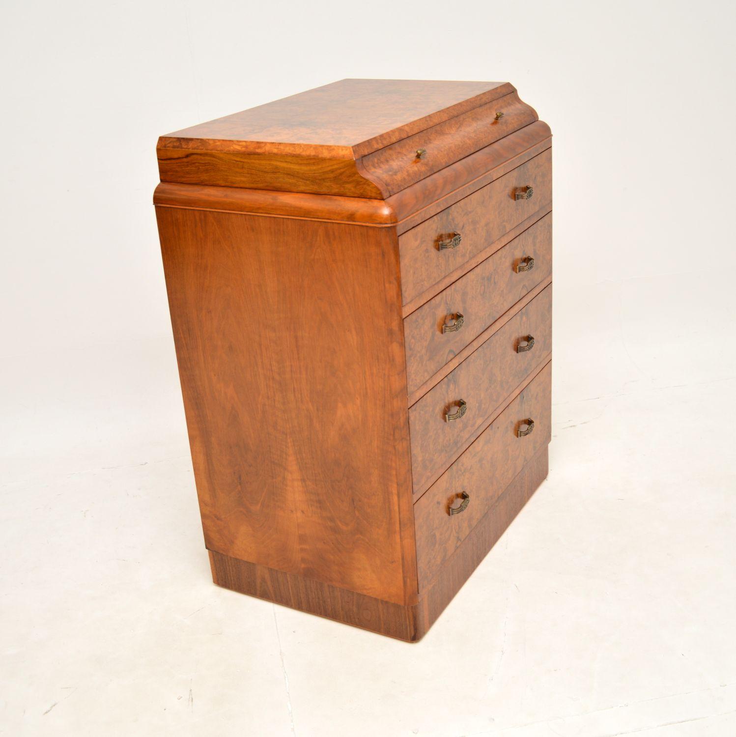 Early 20th Century Art Deco Burr Walnut Chest of Drawers For Sale
