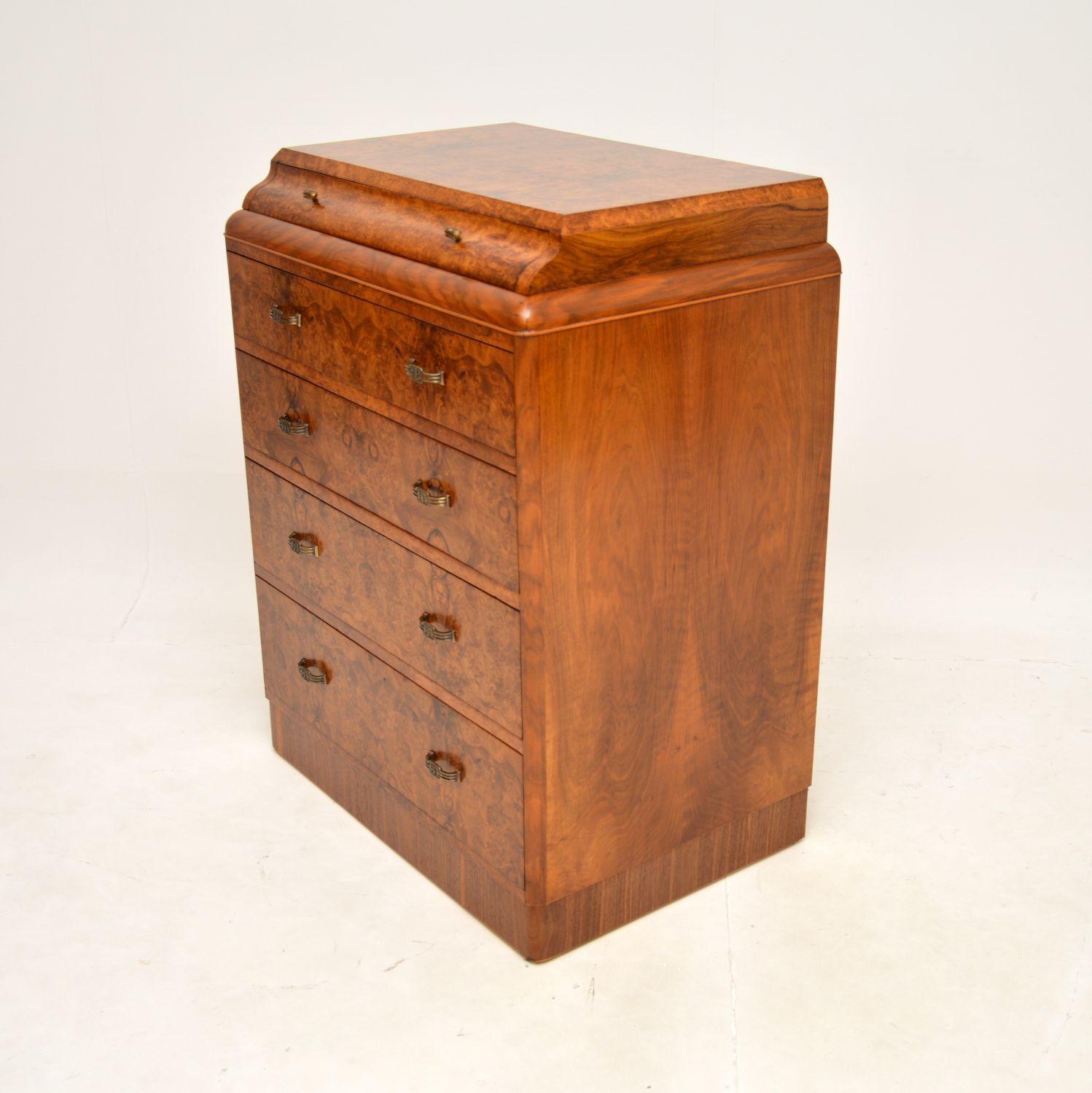 Art Deco Burr Walnut Chest of Drawers For Sale 1