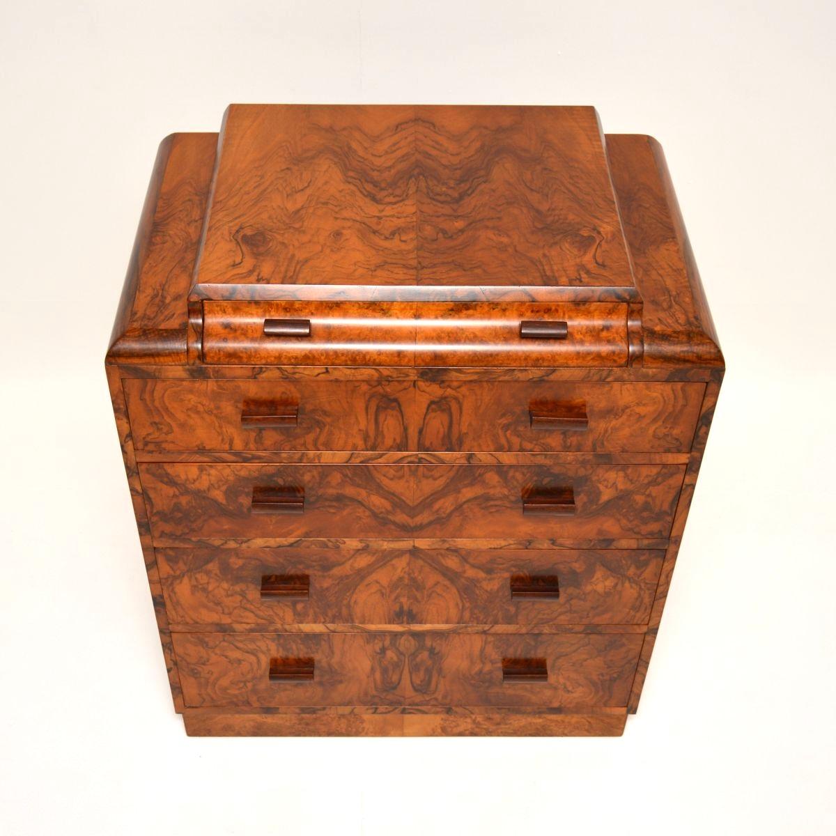 Milieu du XXe siècle Commode Art Déco en ronce de noyer
