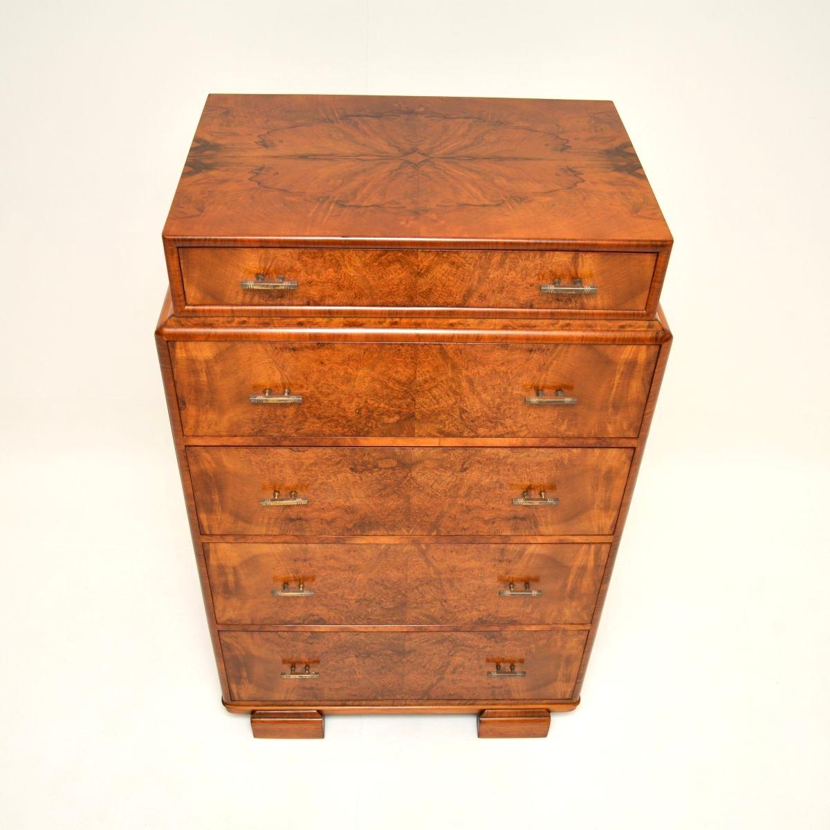 Art Deco Burr Walnut Chest of Drawers For Sale 2