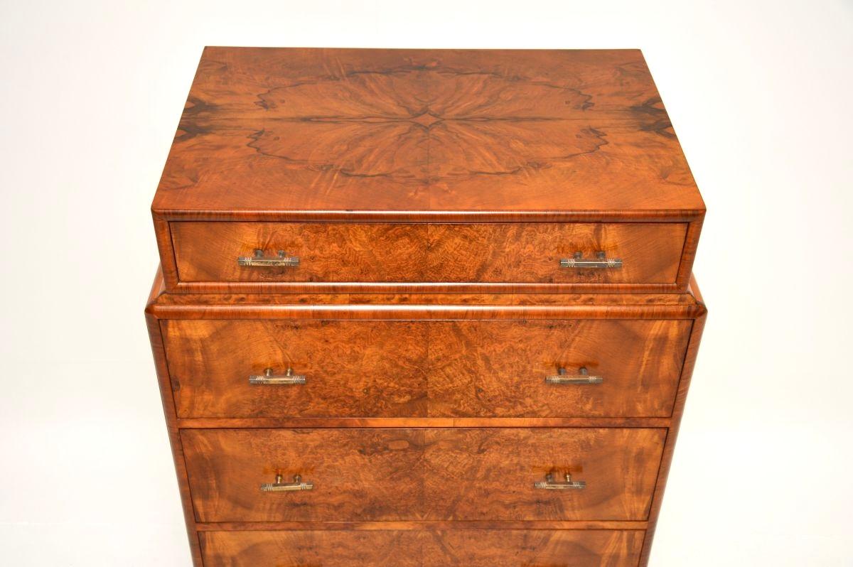 Art Deco Burr Walnut Chest of Drawers For Sale 3