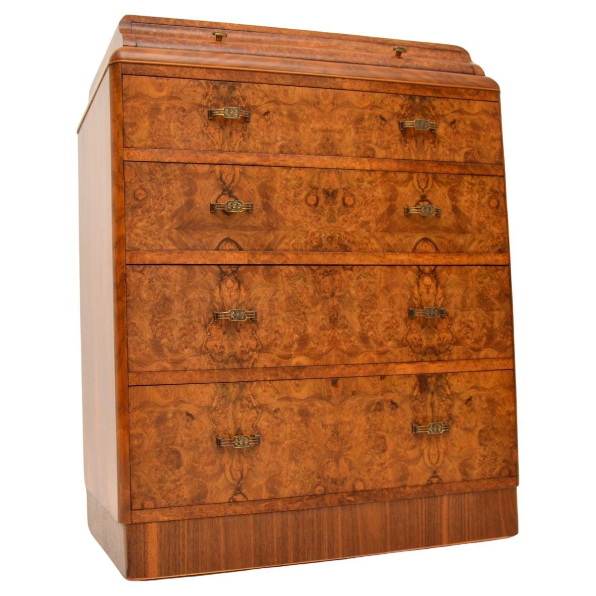 Art Deco Burr Walnut Chest of Drawers For Sale