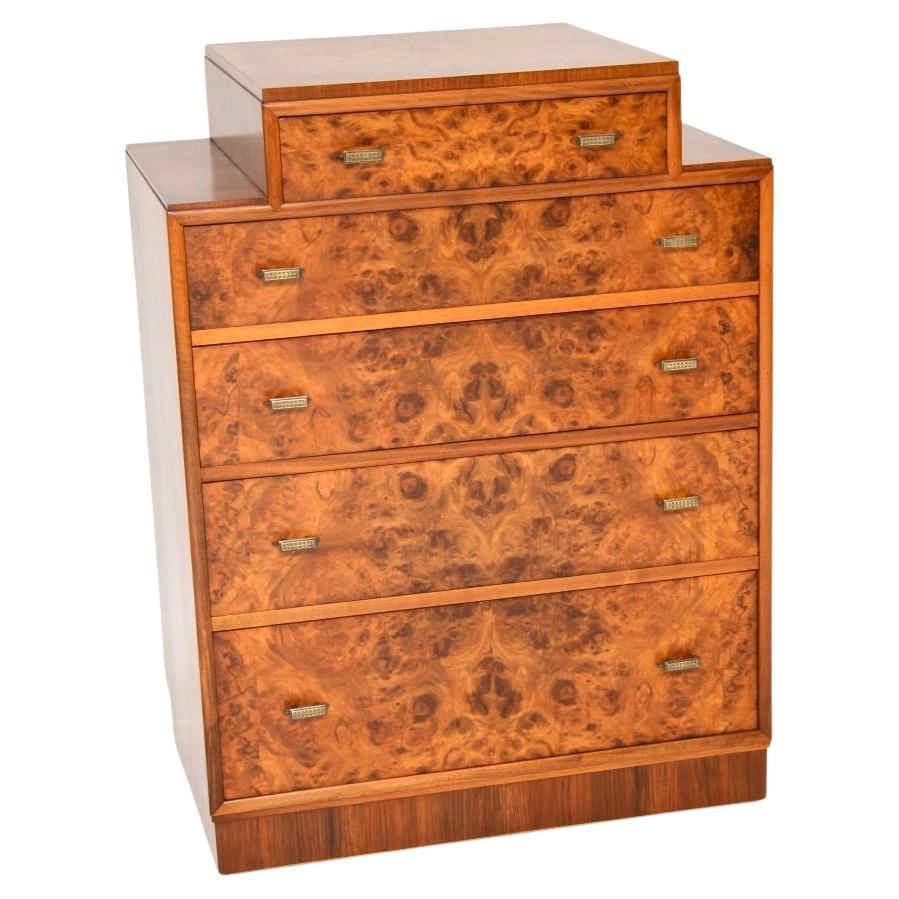 Commode Art Déco en ronce de noyer en vente