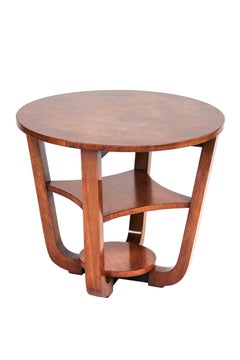 Art Deco Burr Walnut Circular 3 tier table circa 1930s