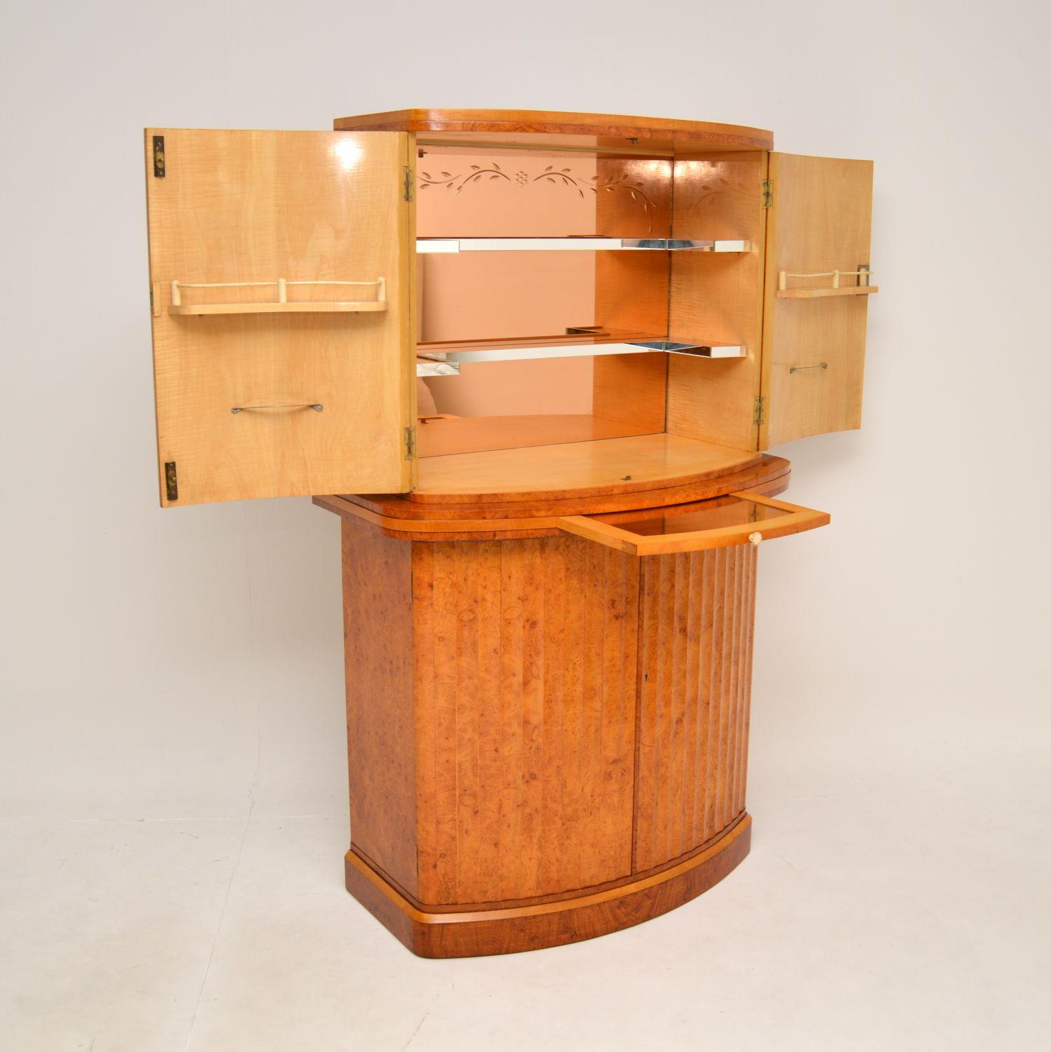 British Art Deco Burr Walnut Cocktail Cabinet by Epstein