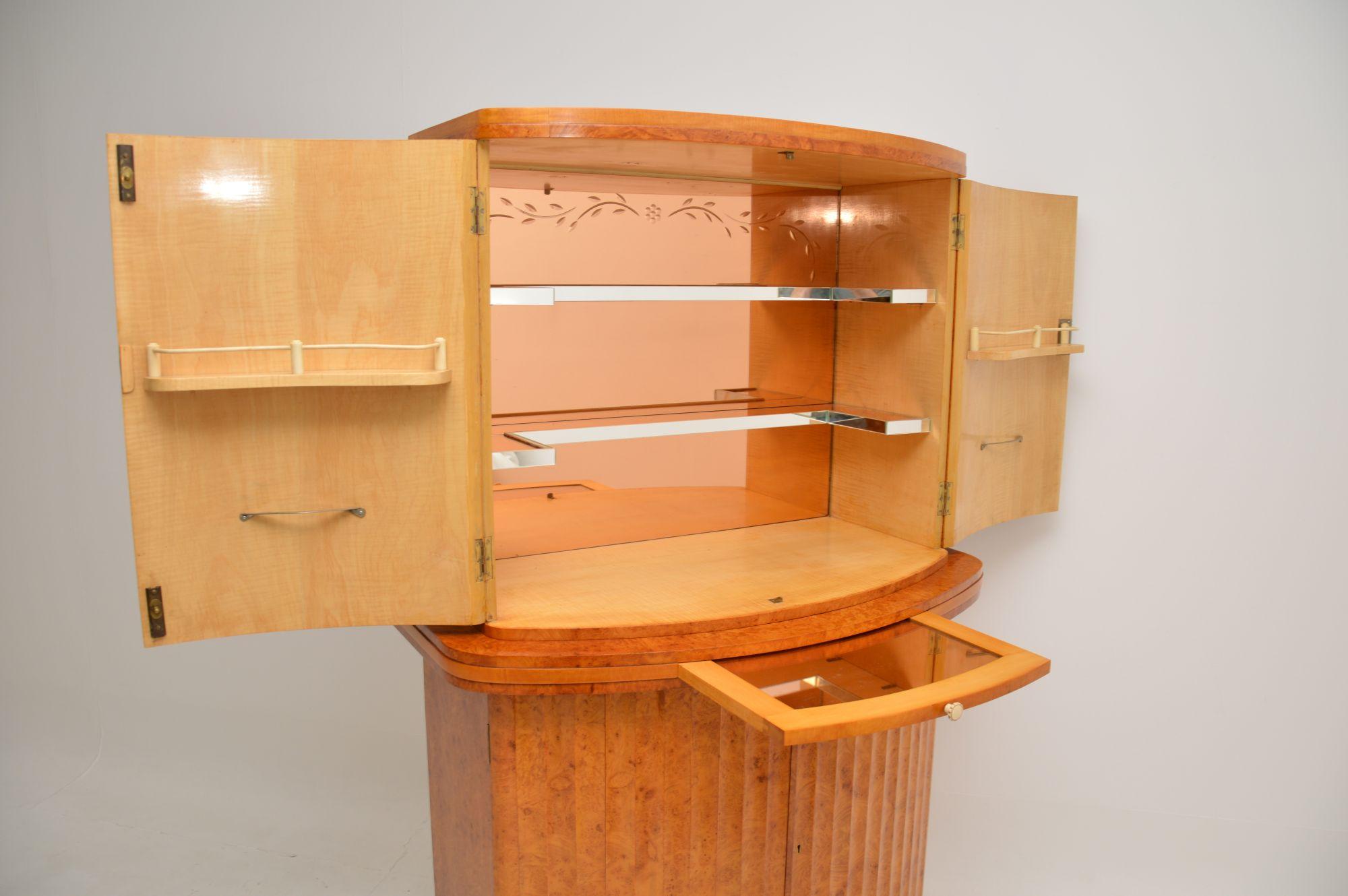 Art Deco Burr Walnut Cocktail Cabinet by Epstein In Good Condition In London, GB