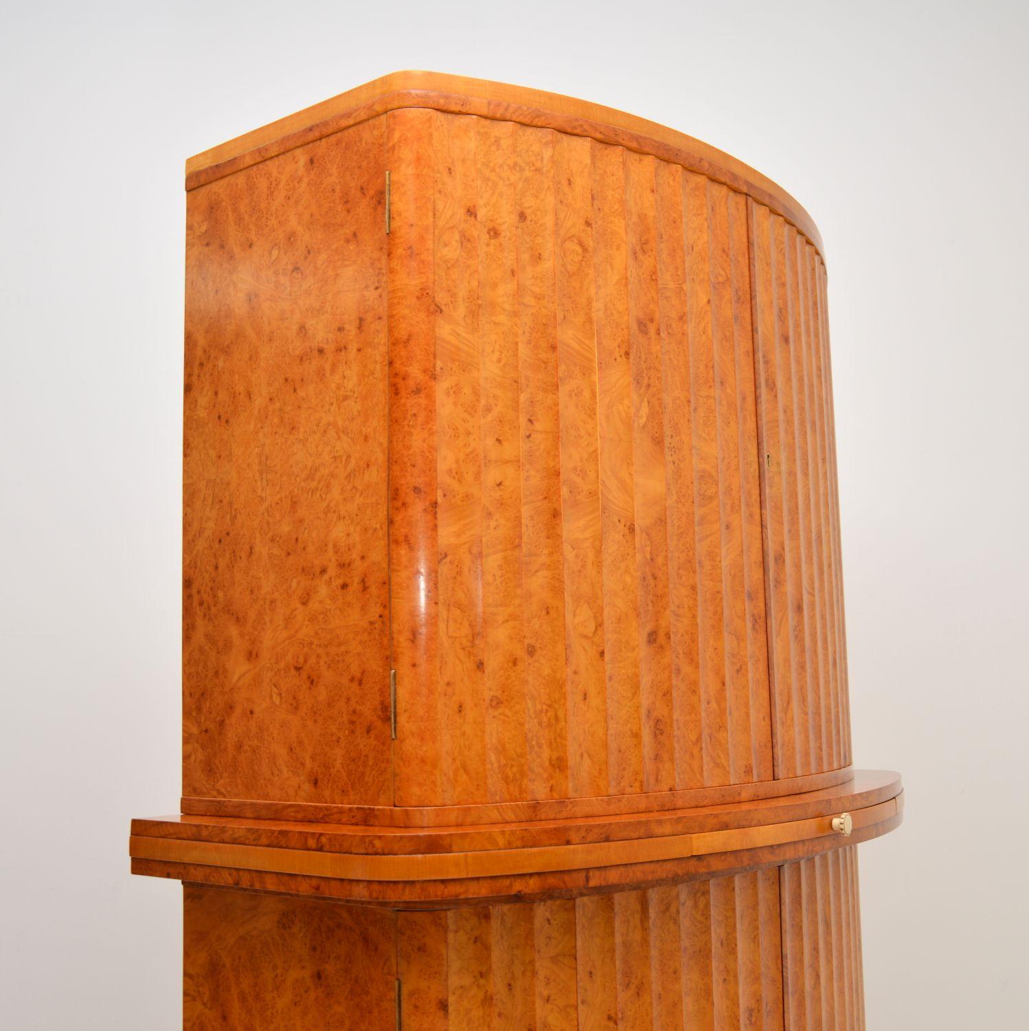 Glass Art Deco Burr Walnut Cocktail Cabinet by Epstein