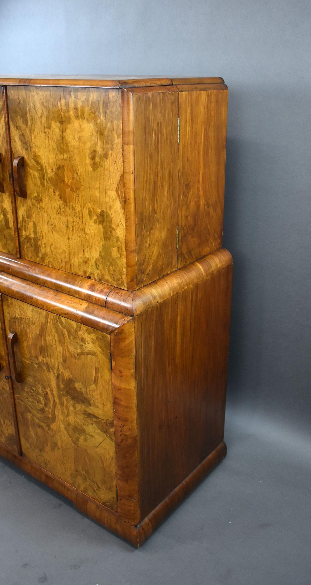 Mueble Cocktail Art Decó de Nogal Rebabas en Bueno estado para la venta en Chelmsford, Essex