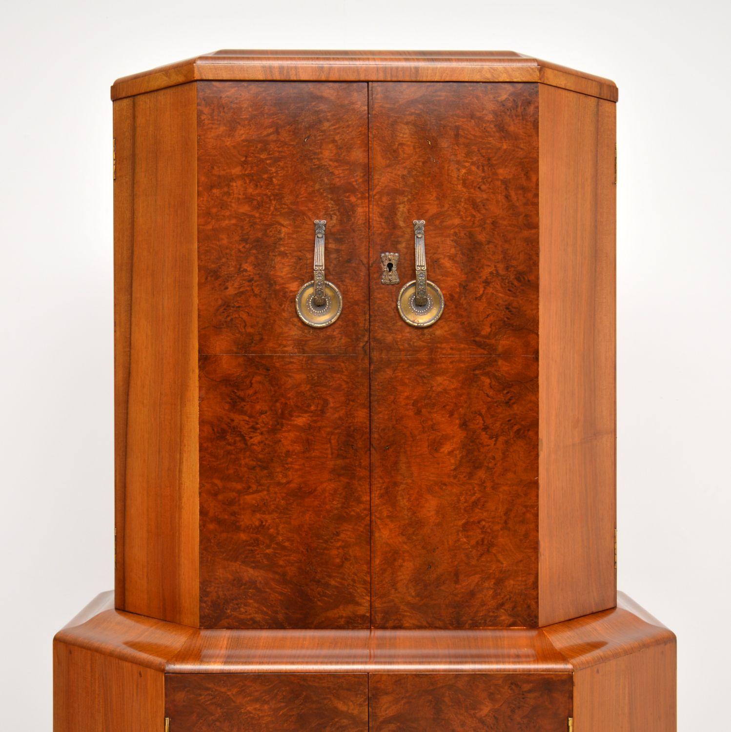 Art Deco Burr Walnut Cocktail Cabinet For Sale 2