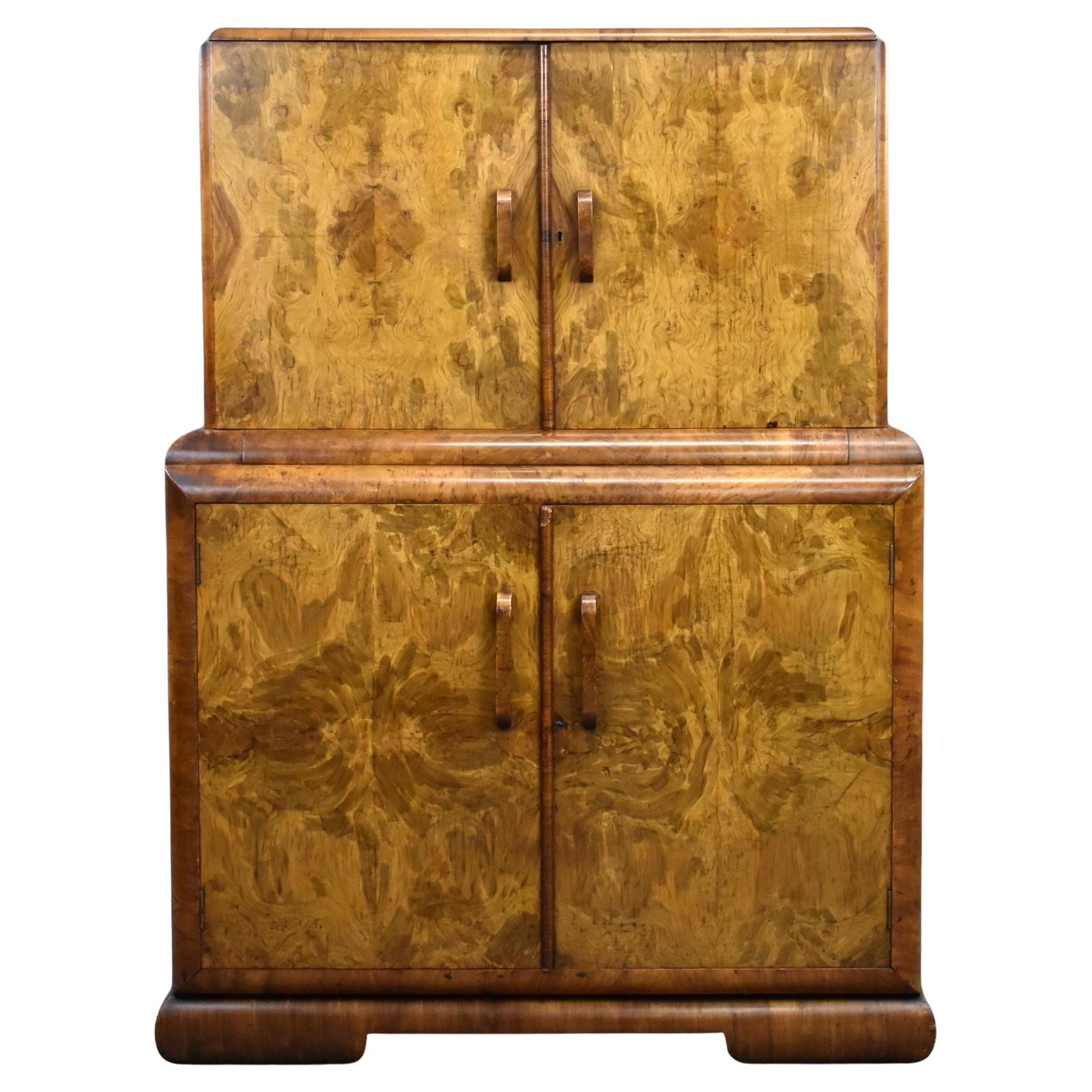 Art Deco Burr Walnut Cocktail Cabinet